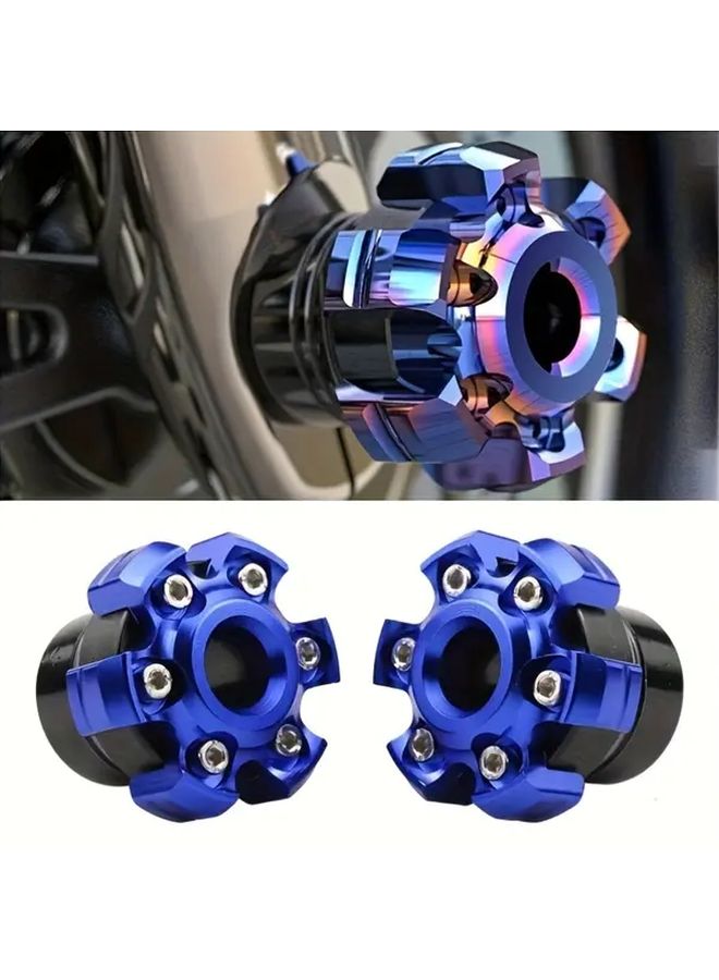 Blue Universal CNC Aluminum Alloy Motorcycle Fork Protectors Set of 2 for Safety - Image 5